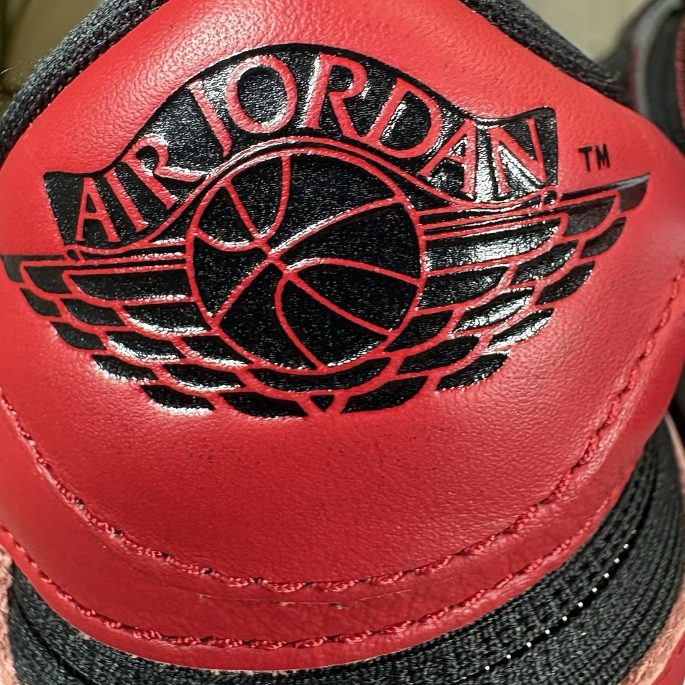 Jordan Air Jordan 1 Low Men's Low Top Leather Lace-Up Basketball Black/Red 10.5 - Picture 4 of 14